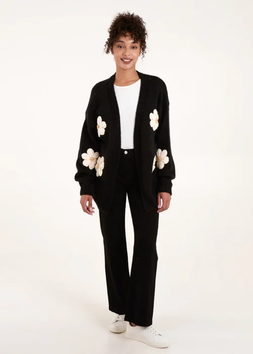 Blue Vanilla Black Daisy Large Flower Cardigan - M/L Image 1