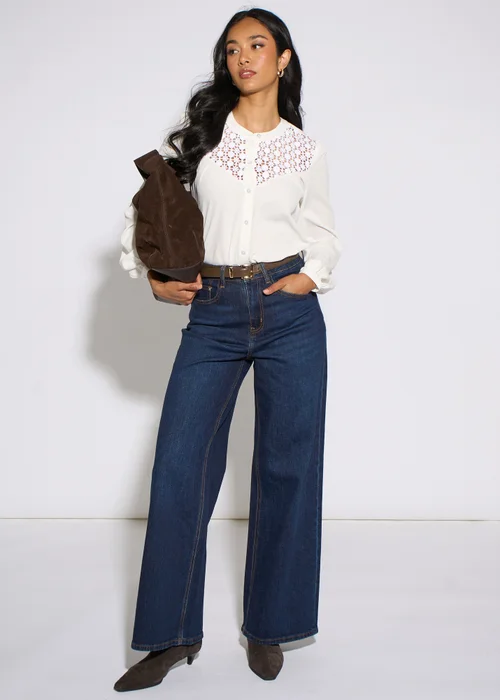 Gini London White Long Sleeve Broderie Cotton Top Blouse - 12 Image 4