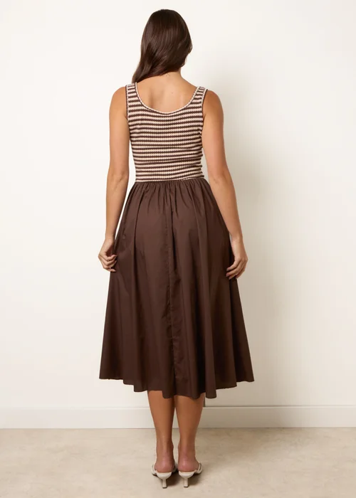 Blue Vanilla Brown Knitted 2 In 1 Stripe Dress - One Size Image 4