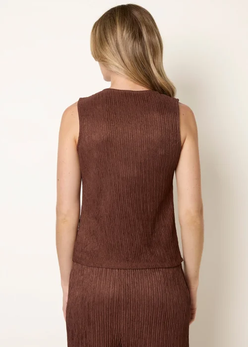 Blue Vanilla Brown Crew Neck Button Through Vest - L Image 4