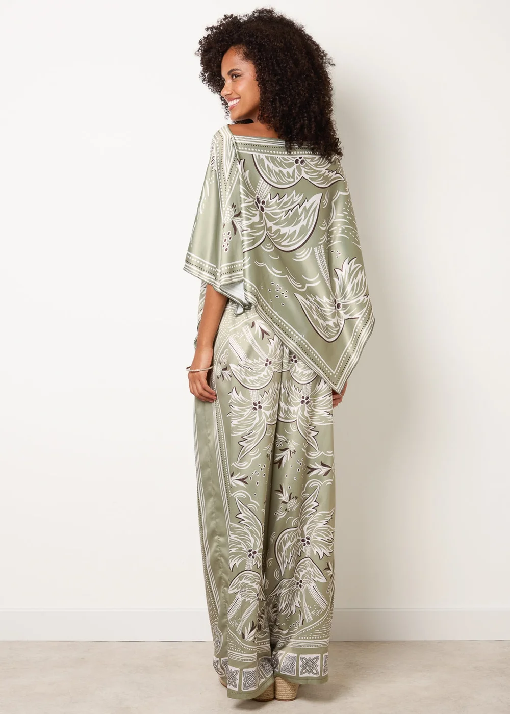 Blue Vanilla Green Scarf Print Trouser Set - One Size Image 4