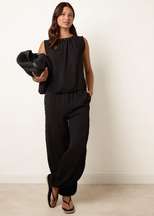 Blue Vanilla Black Studded Detailed Balloon Trouser Set - S/M Image 3