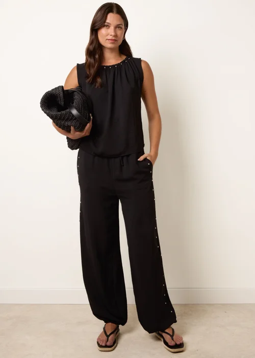 Blue Vanilla Black Studded Detailed Balloon Trouser Set - S/M Image 1