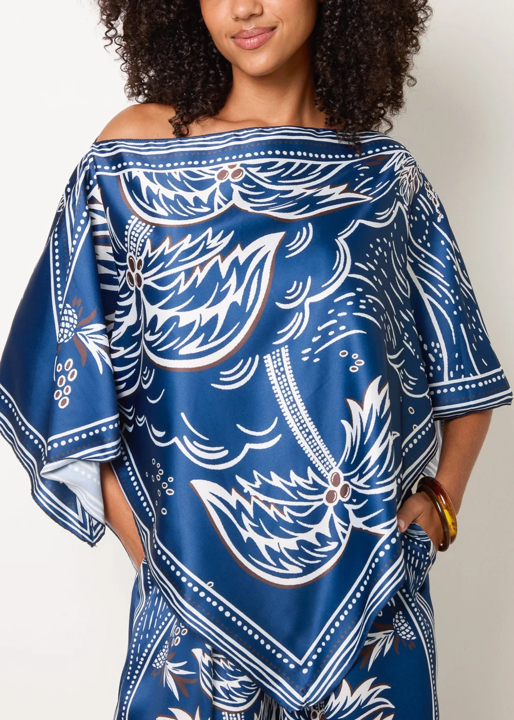 Blue Vanilla Navy Scarf Print Trouser Set - One Size Image 3