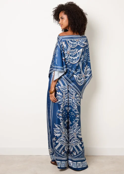 Blue Vanilla Navy Scarf Print Trouser Set - One Size Image 4