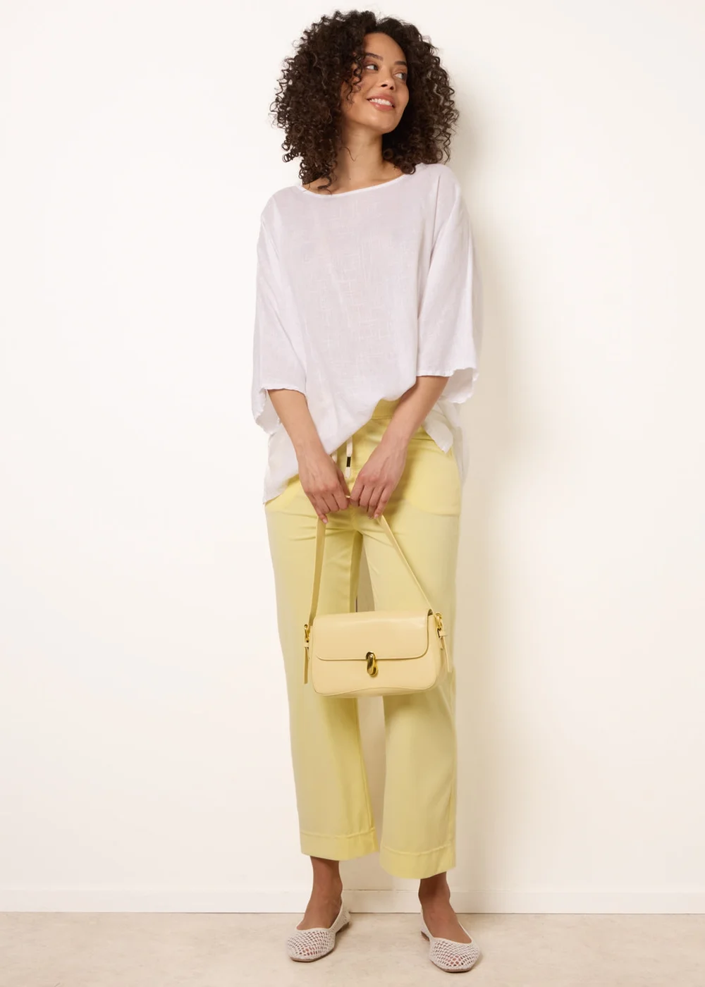 Blue Vanilla Yellow Elasticated Waist Trouser With Drawstring - M Image 1