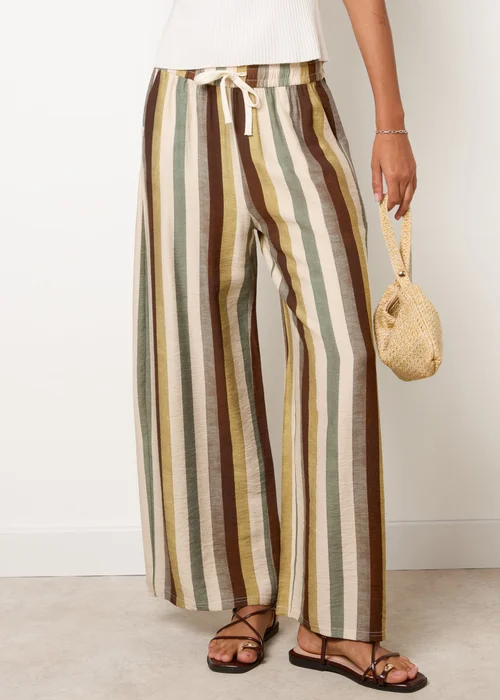Blue Vanilla Multi Striped Wide Leg Trousers - S/M Image 2