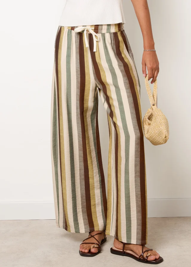 Blue Vanilla Multi Striped Wide Leg Trousers