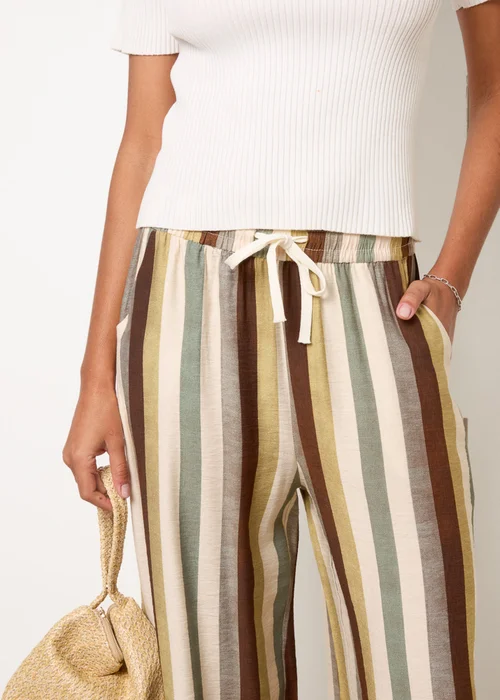 Blue Vanilla Multi Striped Wide Leg Trousers - S/M Image 3