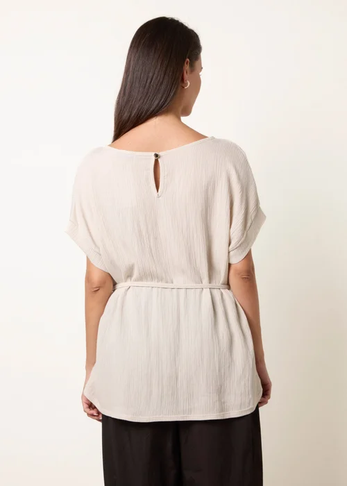 Blue Vanilla Beige Belted Wide Sleeve Top - M/L Image 4