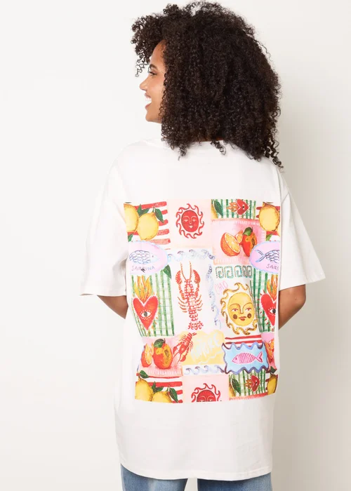 Blue Vanilla White Short Sleeve Back Print T-Shirt - One Size Image 2