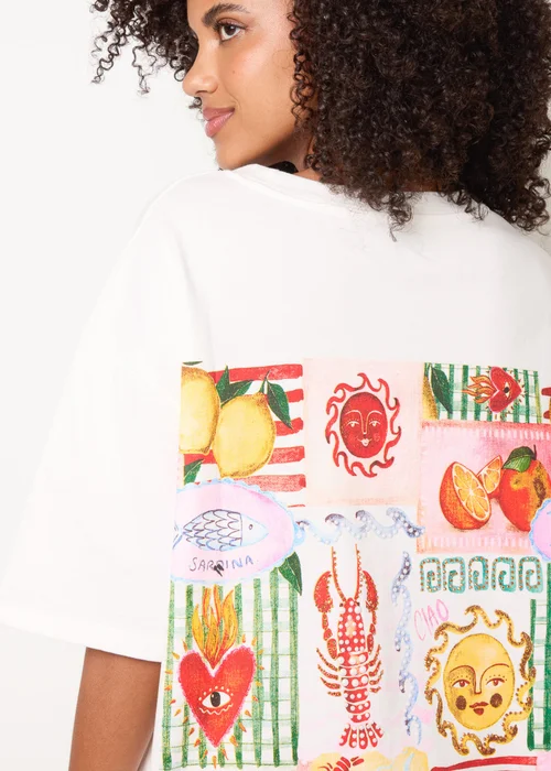 Blue Vanilla White Short Sleeve Back Print T-Shirt - One Size Image 4