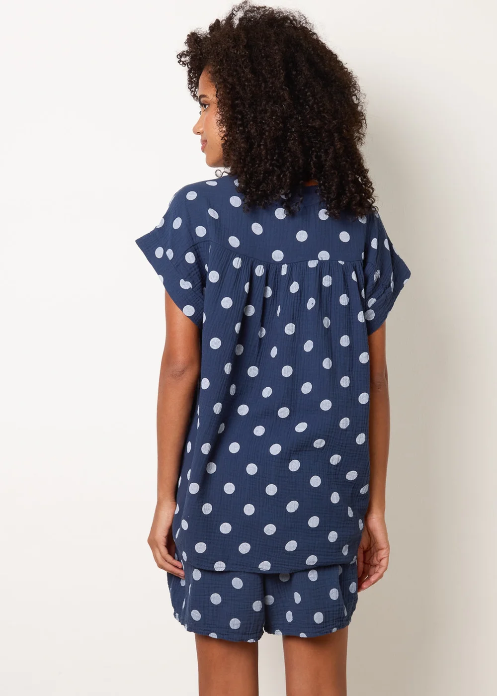 Blue Vanilla Navy Cheesecloth Polka Dot Short Set - S/M Image 4