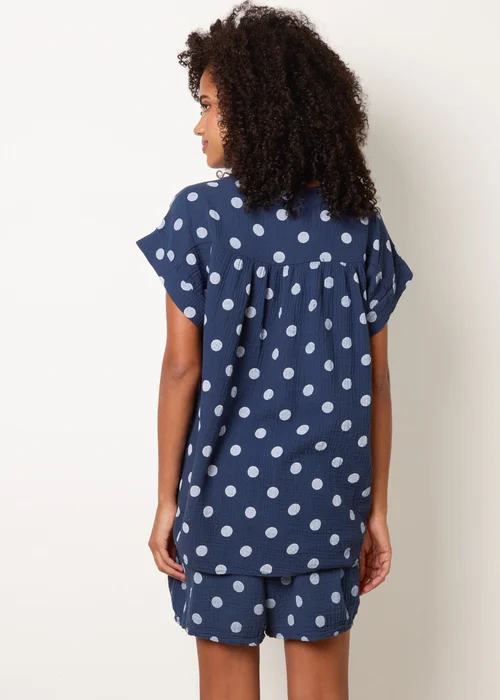 Blue Vanilla Navy Cheesecloth Polka Dot Short Set - S/M Image 4