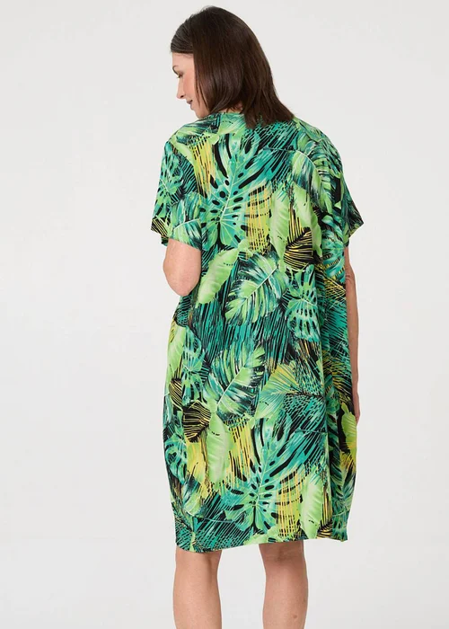 Izabel London Multi Green Tropical Print Shift Knee Length Dress - 12 Image 2