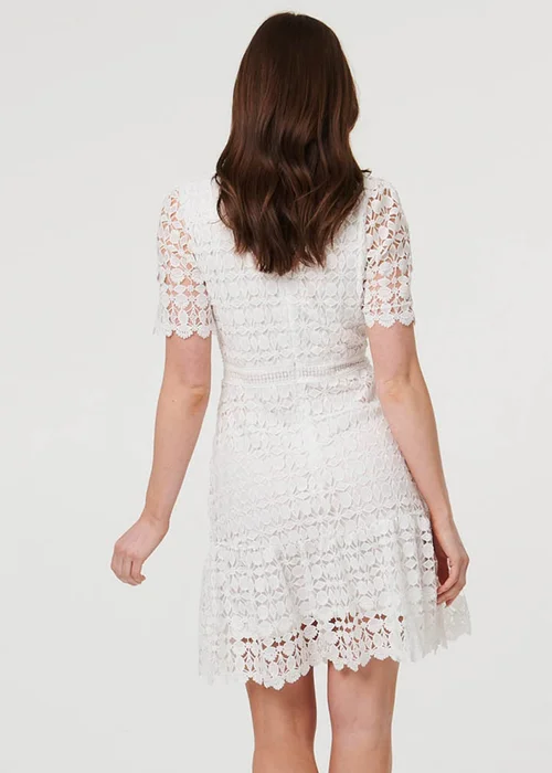 Izabel London White Semi Sheer Lace Layer Fitted Short Dress - 18 Image 3