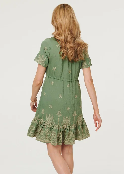 Izabel London Green Floral Embroidered Knee Length Dress - 14 Image 3