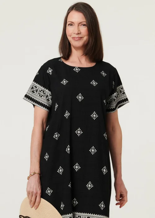 Izabel London Black Border Printed Knee Length Shift Dress - 16 Image 2