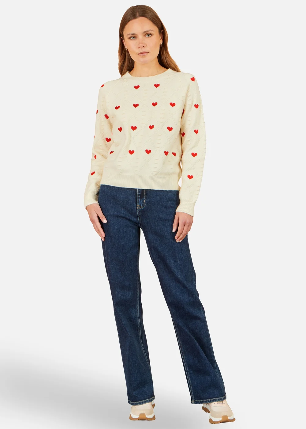 Yumi Ivory Embroidered Heart Jumper - S Image 2