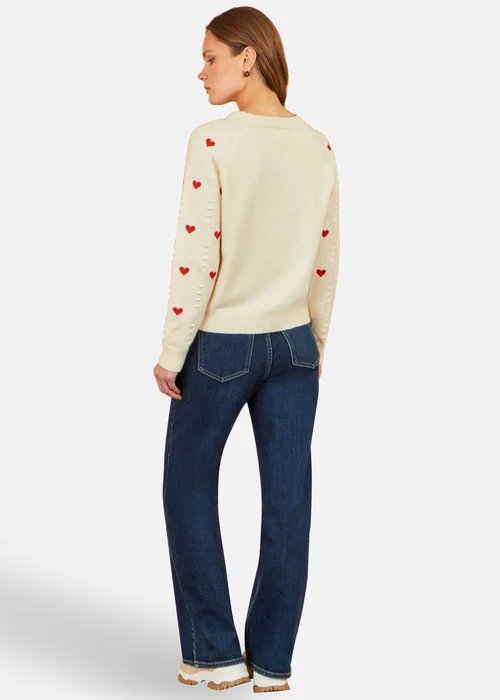 Yumi Ivory Embroidered Heart Jumper - S Image 3