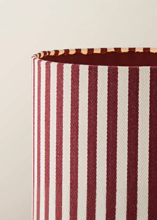 ValueLights Florence Burgundy Pinstripe Linen Midi Floor Lamp With Warm White Bulb - One Size Image 3