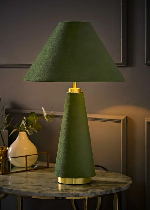 ValueLights Martha Green Velvet Table Lamp With Warm White Bulb - One Size Image 2