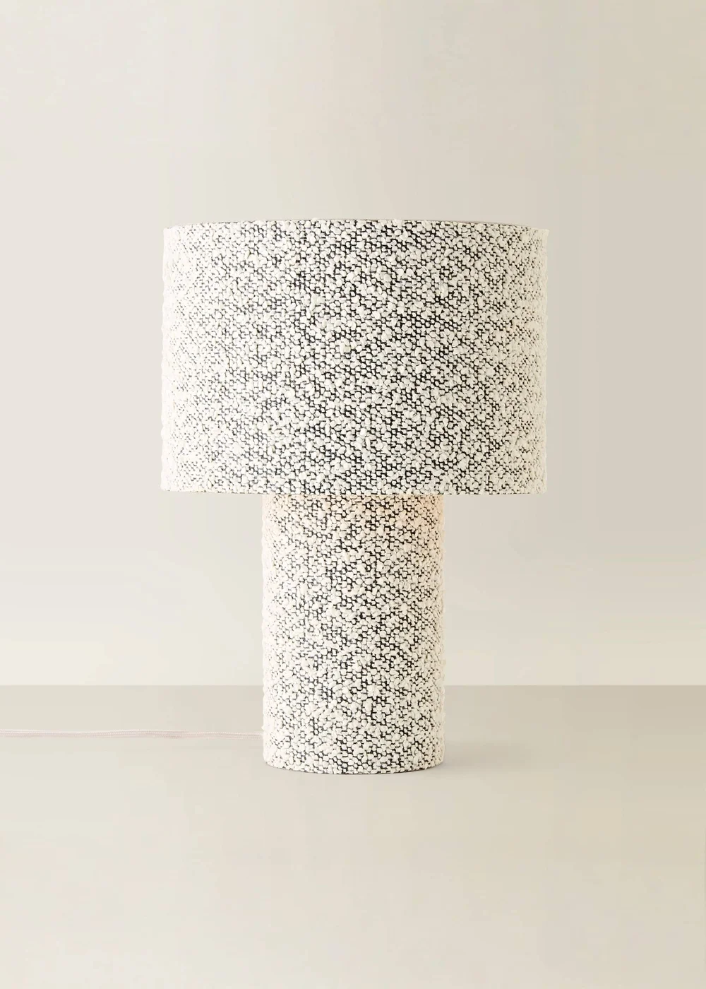 ValueLights Ash Grey Fleck Boucle Table Lamp With Warm White Bulb - One Size Image 3