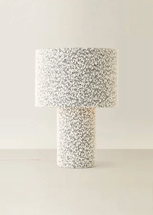 ValueLights Ash Grey Fleck Boucle Table Lamp With Warm White Bulb - One Size Image 3