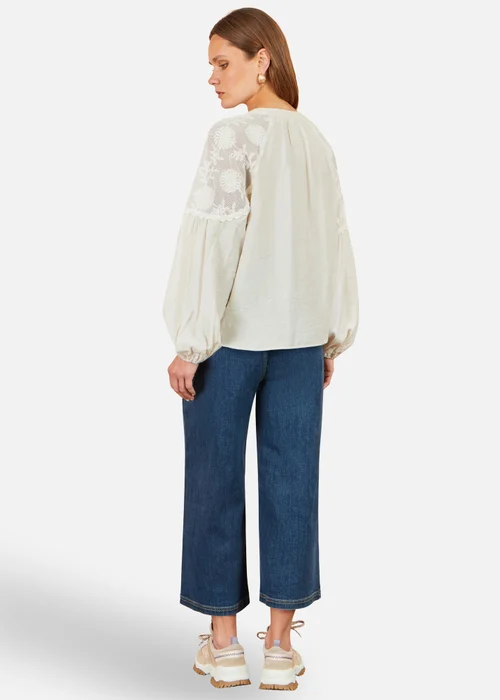 Yumi Ivory Lace Relaxed Boho Shirt - S Image 3