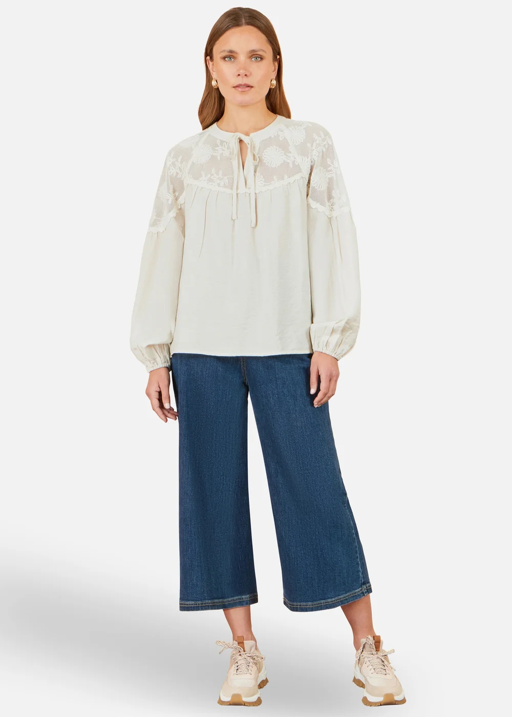 Yumi Ivory Lace Relaxed Boho Shirt - S Image 2