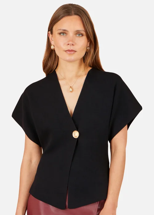 Yumi Black Kimono Cardigan With Button - M Image 1