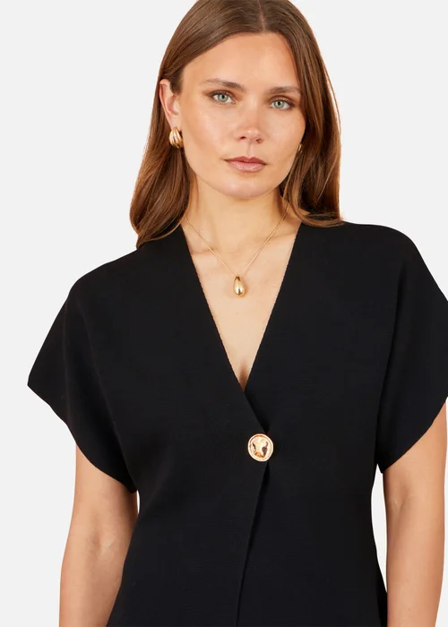 Yumi Black Kimono Cardigan With Button - M Image 3