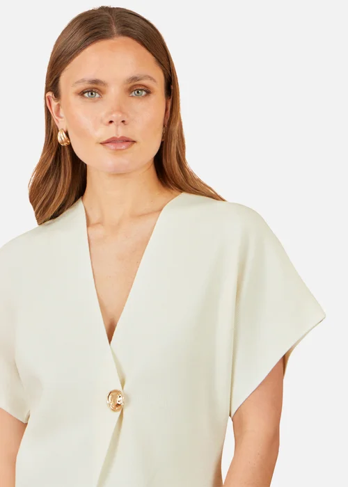Yumi Ivory Kimono Cardigan With Button - M Image 3