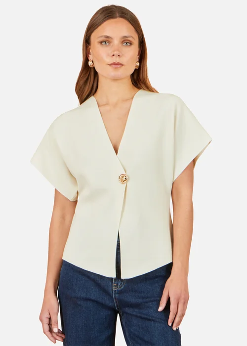 Yumi Ivory Kimono Cardigan With Button - M Image 1