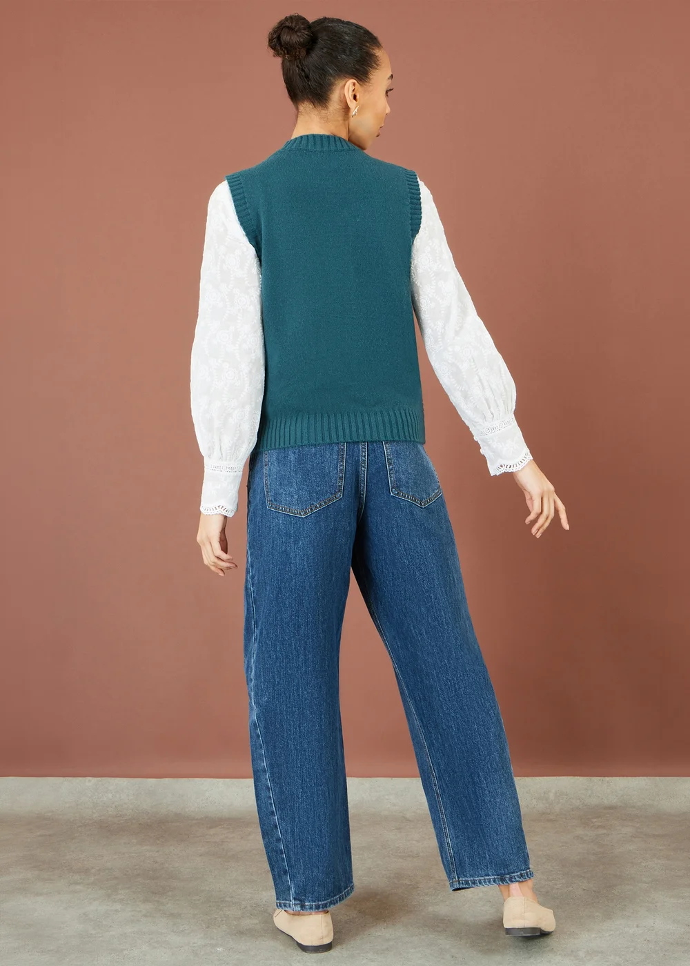 Yumi Teal Flower Applique Knit Tank - M Image 3