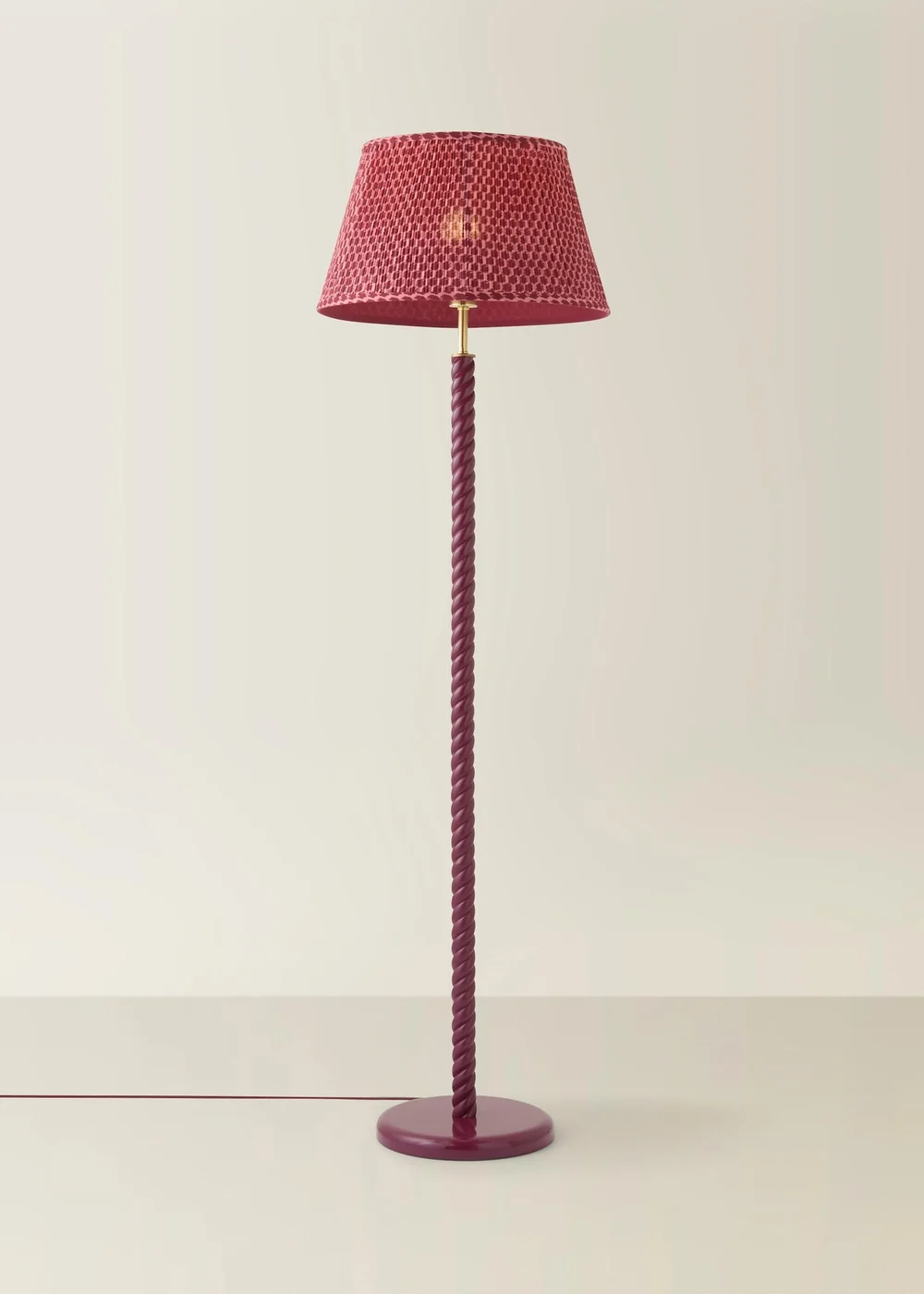 ValueLights Amara Pink Twist Floor Lamp With Double Pink Pleated Shade & Warm White Bulb - One Size Image 3