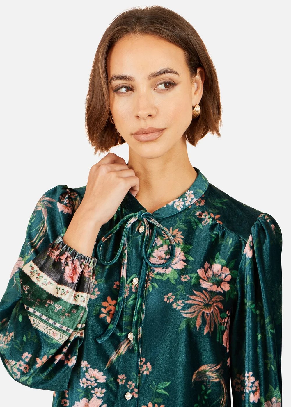 Yumi Green Printed Velvet Tunic Dress - 18 Image 5