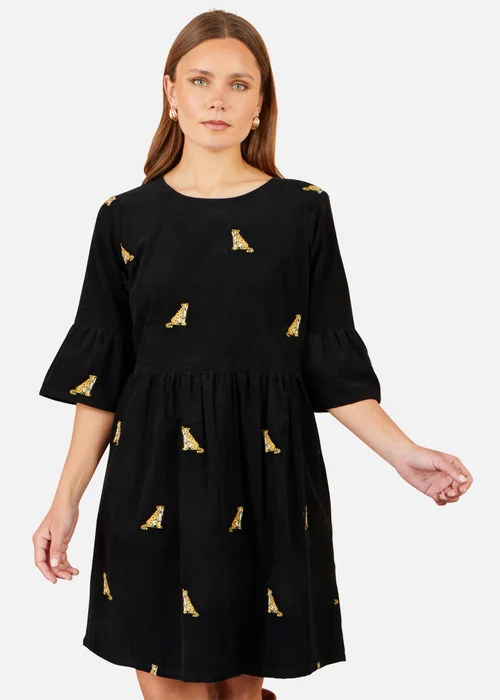 Yumi Black Leopard Embroidered Cord Tunic - 10 Image 1