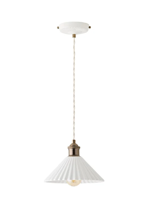 ValueLights Burford Ceramic Ribbed Ceiling Pendant With Warm White Bulb - One Size Image 5