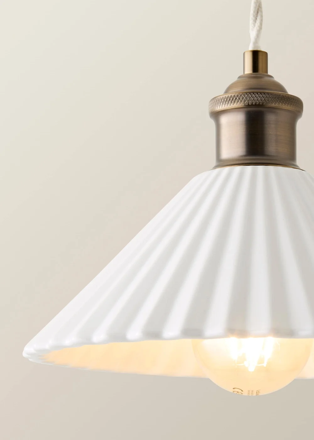 ValueLights Burford Ceramic Ribbed Ceiling Pendant With Warm White Bulb - One Size Image 4