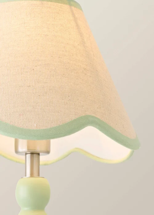 ValueLights Bobble Green Rechargeable Table Lamp with Green Trim Scallop Shade - One Size Image 4