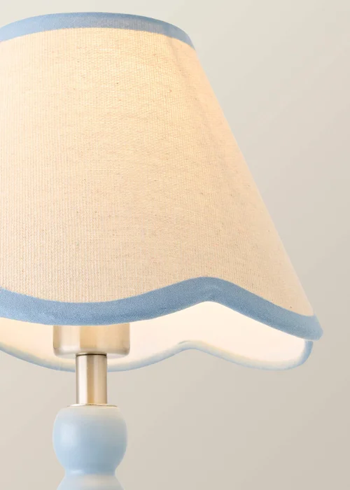 ValueLights Bobble Blue Rechargeable Table Lamp With Blue Trim Scallop Shade - One Size Image 4