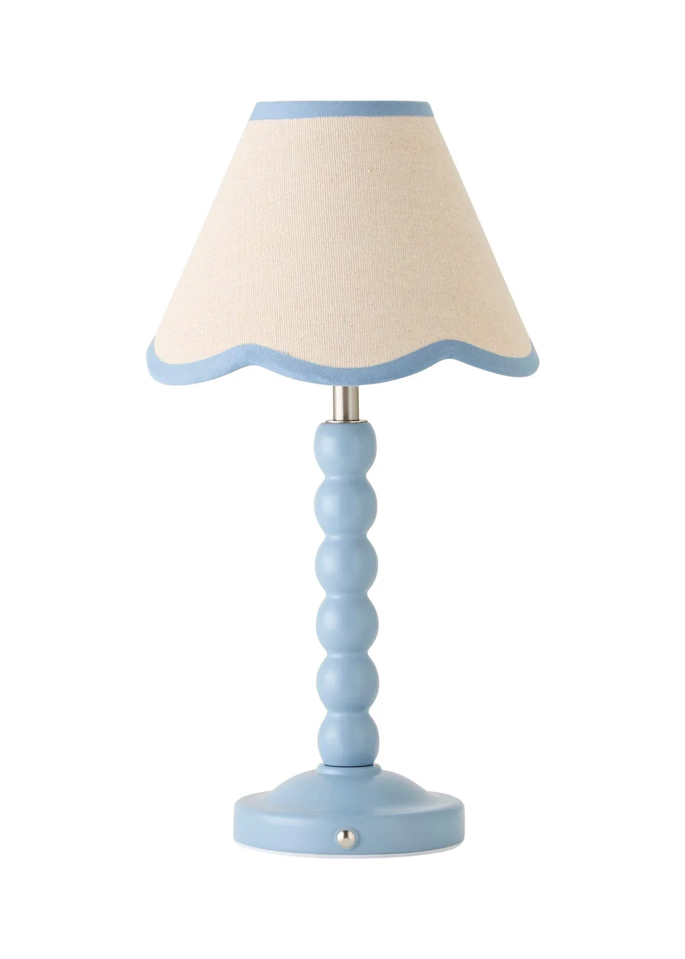 ValueLights Bobble Blue Rechargeable Table Lamp With Blue Trim Scallop Shade - One Size Image 5