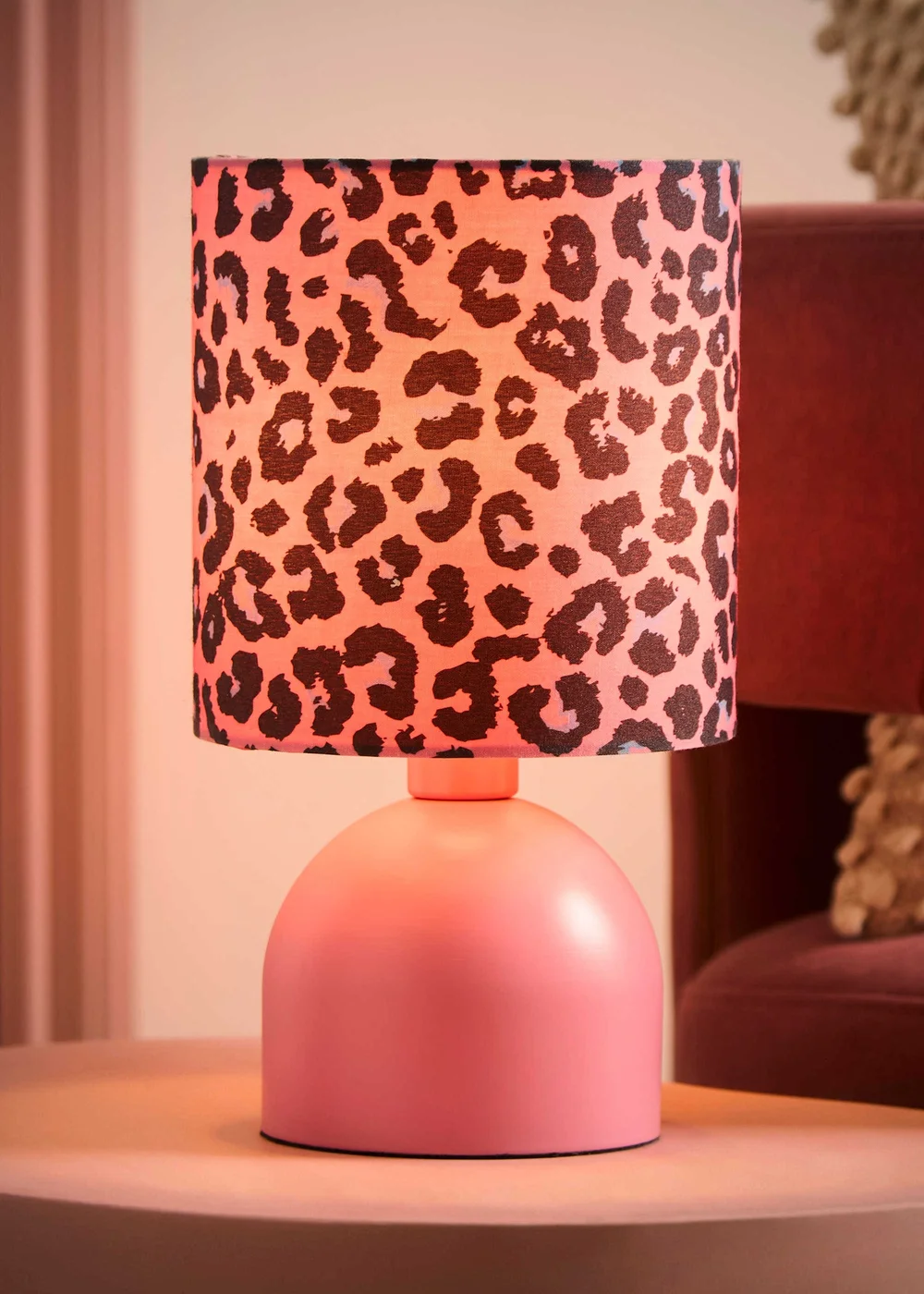 ValueLights Miley Pink Leopard Table Lamp With Warm White Bulb - One Size Image 2