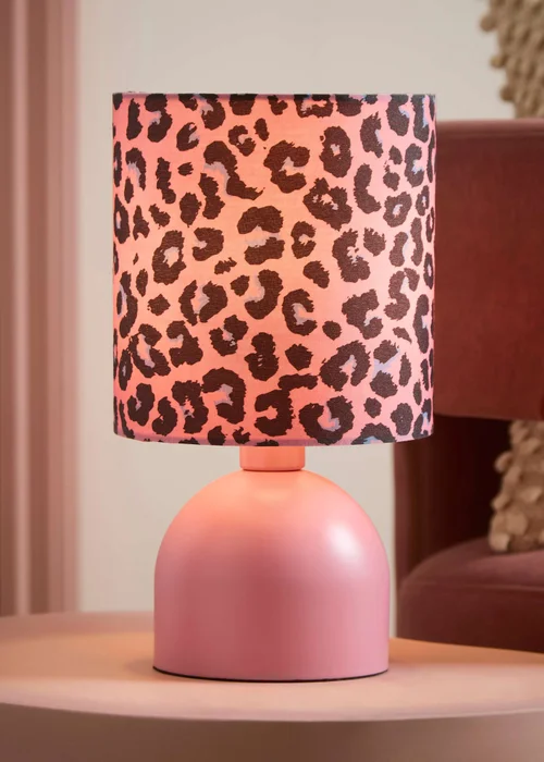 ValueLights Miley Pink Leopard Table Lamp With Warm White Bulb - One Size Image 1