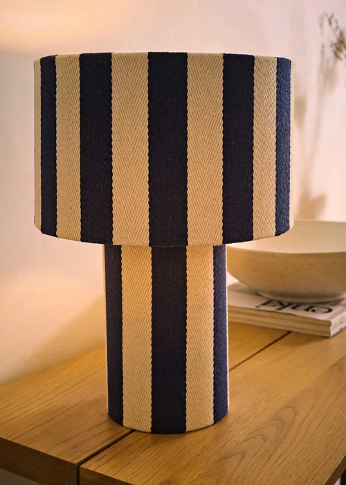 ValueLights Florence Burgundy Pinstripe Linen Table Lamp With Warm White Bulb - One Size Image 2