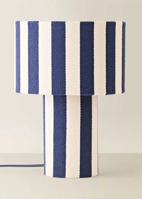 ValueLights Florence Burgundy Pinstripe Linen Table Lamp With Warm White Bulb - One Size Image 3