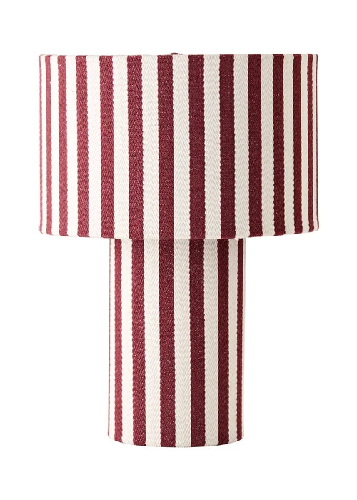 ValueLights Florence Burgundy Pinstripe Linen Table Lamp With Warm White Bulb - One Size Image 5