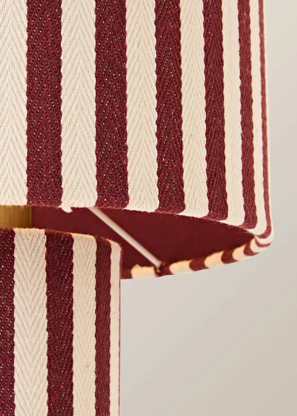 ValueLights Florence Burgundy Pinstripe Linen Table Lamp With Warm White Bulb - One Size Image 4