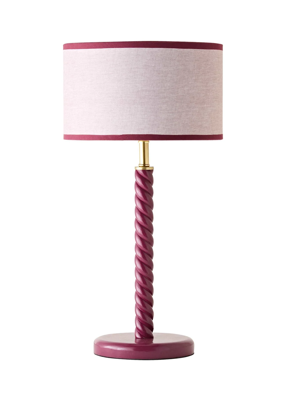 ValueLights Amara Pink Twist Table Lamp With Colour Match Inner Shade & Warm White Bulb - One Size Image 5